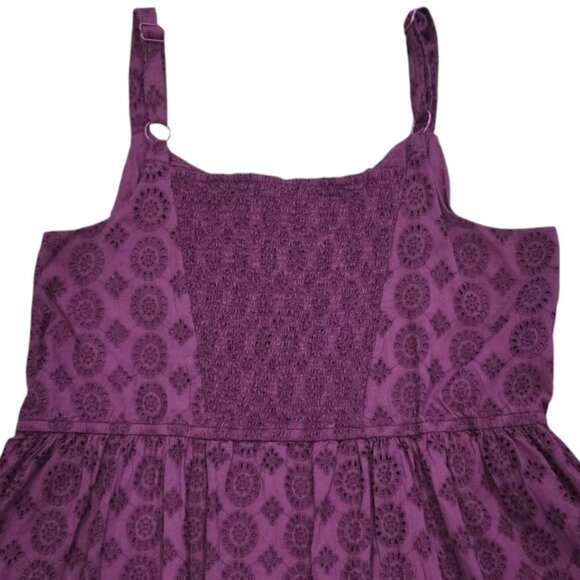 Lane Bryant Purple Eyelet Sundress Women’s Plus Size 26 Smocked Cotton Dress - Picture 3 of 7